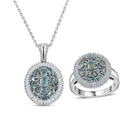 D'Joy Alexandrit und Diamant Ring und Anhänger mit 50 Kette