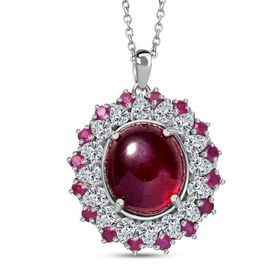 AA Afrikanischer Rubin und Moissanit-Anhänger mit 50cm Kette - 22 ct.