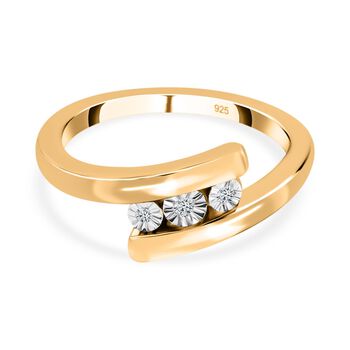 Diamant Bypass Ring 925 Silber vergoldet (Gr&ouml;&szlig;e 16.00)