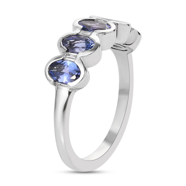 Tansanit und Zirkon 5 Stein Ring 925 Silber Platin-&Uuml;berzug image number 5