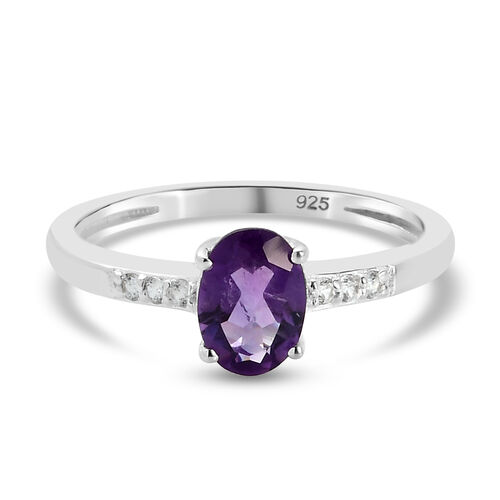 Afrikanischer Amethyst und Zirkon-Ring, 925 Silber  ca. 0,77 ct image number 0