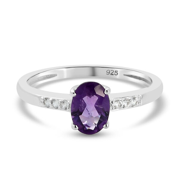 Afrikanischer Amethyst und Zirkon-Ring, 925 Silber  ca. 0,77 ct