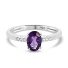 Afrikanischer Amethyst und Zirkon-Ring, 925 Silber (Größe 16.00) ca. 0,77 ct