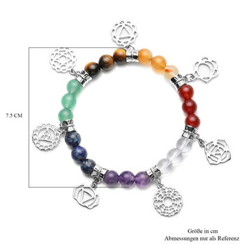 7 Chakra Charm-Armband mit mehrfarbigen Edelsteinen, ca. 18 cm, goldfarben ca. 71.50 ct
