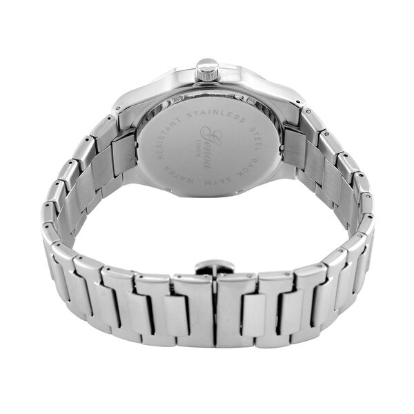 GENOA - Japanisches Uhrwerk, Blaues Sonnenschliff-Zifferblatt mit Balkenindexen, Reiner Edelstahl mit Faltschließe, Bicolor, 20 cm image number 7