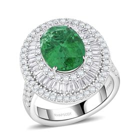 Chairman's Vault Collection - zertifiziert und geprüft RHAPSODY AAAA Kagem Sambischer Smaragd und VS-EF Diamant Ring in 950 Platin - 5,40 ct.