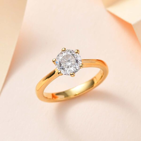 100 Facetten Moissanit Ring, 925 Silber Gelbgold Vermeil - 1,01 ct. image number 2