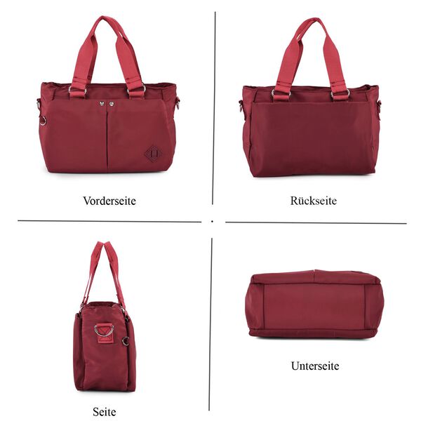 Crossbody Tasche mit mehreren Rei&szlig;verschlussf&auml;chern, abnehmbarem Schulterriemen und Tragegriffen, 26x11x20cm, Burgundy image number 5
