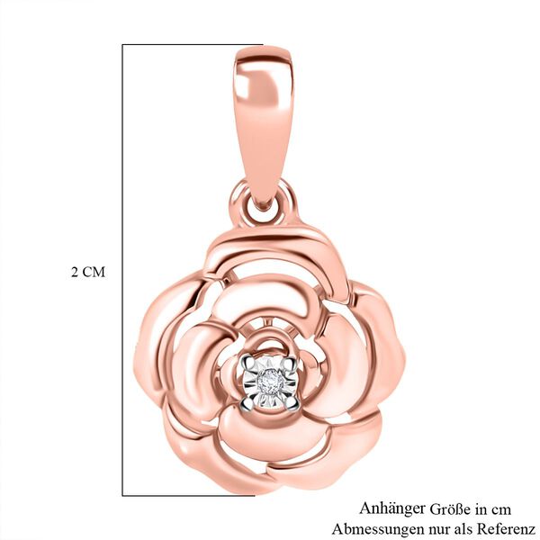 Wei&szlig;er Diamant Anh&auml;nger 925 Silber 750 ros&eacute;vergoldet image number 6