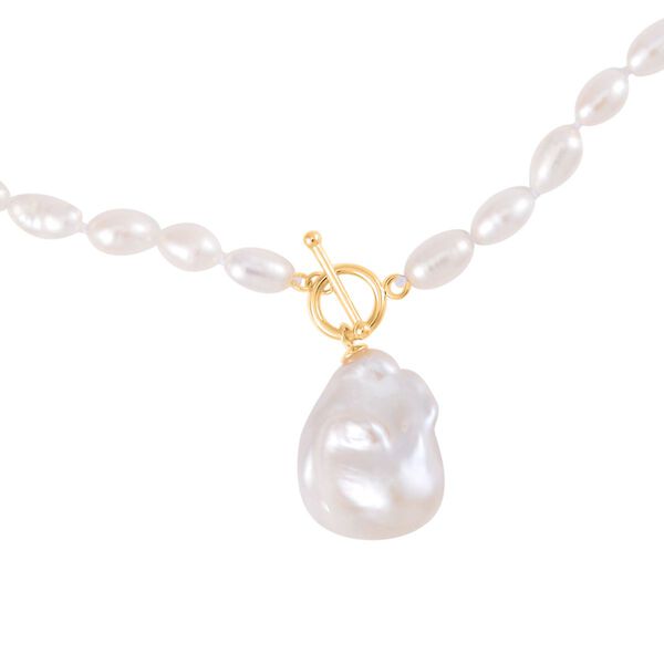 Wei&szlig;e Barockperle und wei&szlig;e S&uuml;&szlig;wasserperle 50cm Halskette - 184 ct. image number 2