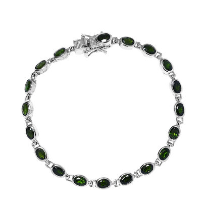 Natürliches Chromdiopsid-Armband, ca. 20 cm, 925 Silber platiniert ca. 9,75 ct