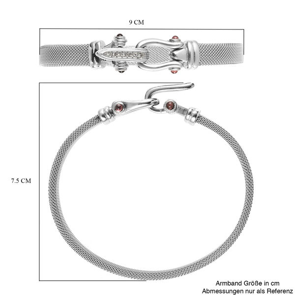 Roter Granat und wei&szlig;er Kristal-Armreif, 20 cm, Edelstahl ca. 0,13 ct image number 7