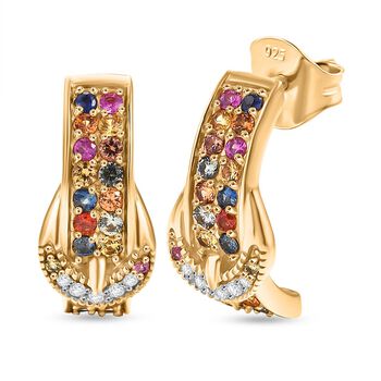 D'Joy AA Mehrfarbig Saphir, Moissanit Ohrringe 925 Silber 750 Gelbgold Vermeil ca. 1,43 ct.