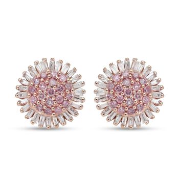 Nat&uuml;rlicher, rosa Diamant I3, Wei&szlig;er Diamant Ohrringe 375 Gold ca. 0,50 ct