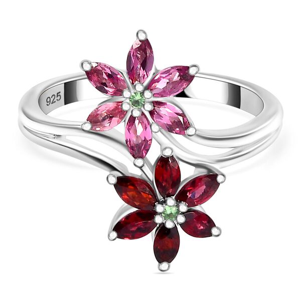 Roter, Lotus und Tsavorite Granat-Ring - 1,27 ct. image number 0