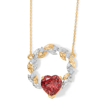 D'Joy Lab Grown Padparadscha-Saphir, Wei&szlig;er Zirkon Halskette ca. 50 cm 925 Silber Rhodiniert und 750 Gelbgold Vermeil ca. 5,69 ct.