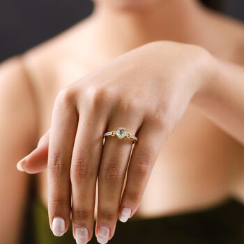 AAA Turkizit und wei&szlig;er Zirkon-Ring - 0,96 ct.