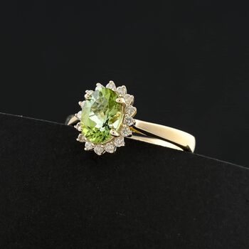 LUXORO zertifiziert und gepr&uuml;ft AAA gr&uuml;ner Turmalin und Diamant Ring in 417 Gold - 1,6 ct.