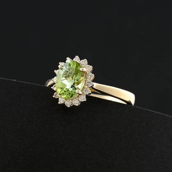 LUXORO zertifiziert und gepr&uuml;ft AAA gr&uuml;ner Turmalin und Diamant Ring in 417 Gold - 1,6 ct. image number 1
