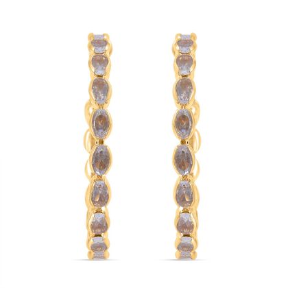 Wei&szlig;e Zirkonia Ohrringe, messing, goldfarben