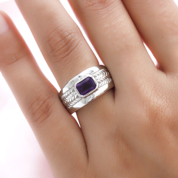 Afrikanischer Amethyst und wei&szlig;er Zirkon-Ring - 1,05 ct. image number 3
