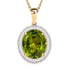 DAS GRößTE PERIDOT ANGEBOT DES JAHRES - D'Joy AAA Peridot, Weißer Diamant Schmuckset ca. 50 cm 925 Silber 750 Gelbgold Vermeil ca. 5.36 ct