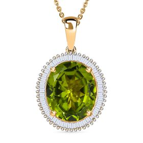 DAS GRößTE PERIDOT ANGEBOT DES JAHRES - D'Joy AAA Peridot, Weißer Diamant Schmuckset ca. 50 cm 925 Silber 750 Gelbgold Vermeil ca. 5.36 ct DAS GRößTE PERIDOT ANGEBOT DES JAHRES - D'Joy AAA Peridot, Weißer Diamant Schmuckset ca. 50 cm 925 Silber 750 Gelbgold Vermeil ca. 5.36 ct