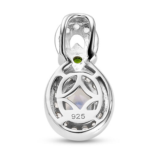 Natürlicher äthiopischer Opal, Chromdiopsid und Zirkon-Anhänger in Silber image number 5