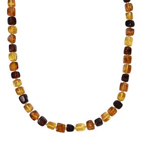 D'Joy Mehrfarbiger Bernstein Halskette ca. 50 cm 925 Silber vergoldet