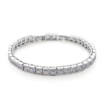 Wei&szlig;es Zirkonia-Armband in Silberton, 18+2,5cm