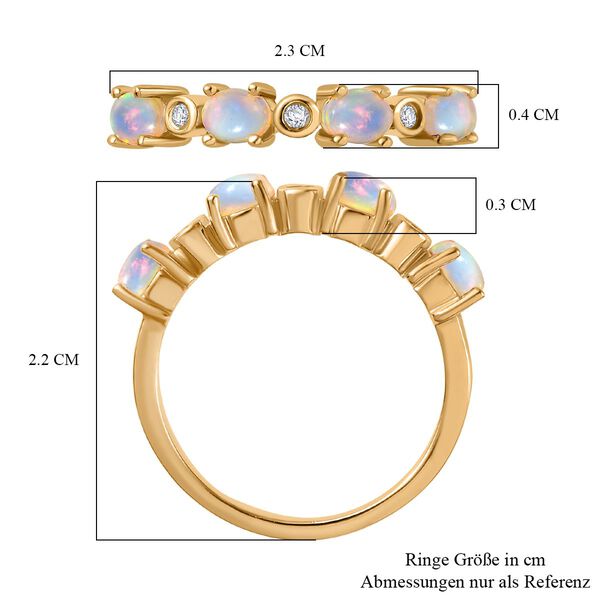 AA Natürlicher, äthiopischer Welo Opal, Weißer Zirkon Ring 925 Silber 750 Gelbgold Vermeil (Größe 18.00) ca. 0,58 ct image number 8