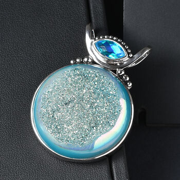 Sajen Silber - AAA Drusy, Regenbogen Paraiba Anh&auml;nger 925 Silber rhodiniert ca. 113.60 ct