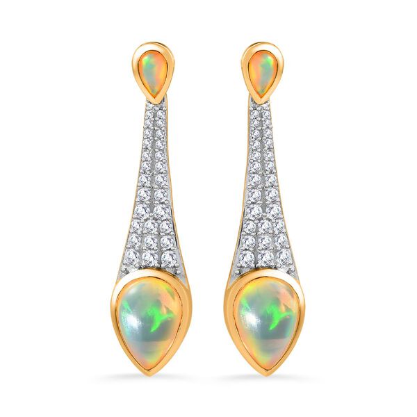AA natürliche, äthiopische Welo Opal und Zirkon-Ohrringe - 3,57 ct. image number 0