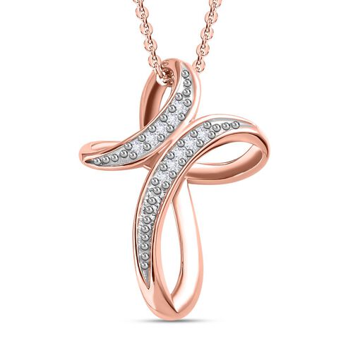 Weißer Diamant Anhänger mit Kette, 925 Silber Roségold Vermeil image number 0