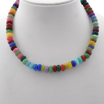 Mehrfarbiger Achat Halskette ca. 45 cm 925 Silber ca. 372,00 ct.