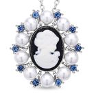 Kamee-Schmuck, Kunststoff Perlen Kette mit Anhänger, Silberfarben