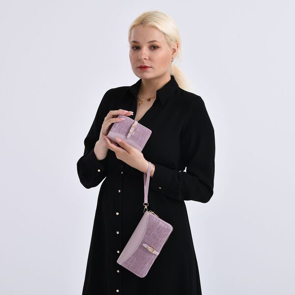 Life style Color:purple /Profile: wallet  wall(exterior):PU   Lining(interior): polyester;  wallet Pockets(exterior):Pockets(interior):currency divider-2;card slot-7 long wallet  Measurement:7.87*3.94*1.18inch            short wallet  Measurement:4.72*3. image number 1