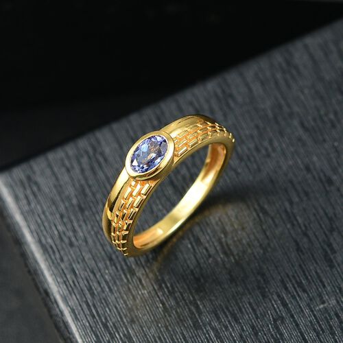 D’joy Tansanit Ring 925 Silber 750 Gelb Vergoldet (Größe 18.00) ca. 0,44 ct image number 1