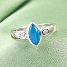 Blau gefärbter äthiopischer Opal und Zirkon Ring 925 Silber Platin-Überzug image number 1