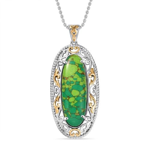Grünes Türkis Schmuckset mit Magnet, 950 Kupfer bicolor ca. 17,00 ct image number 0