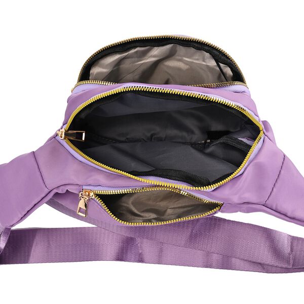Multifunktionale RFID-gesch&uuml;tzte Nylon G&uuml;rteltasche mit Schnellverschluss, 36x4x13cm, Lila image number 8