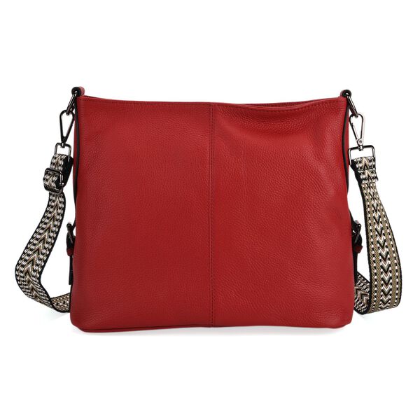 Leder-Crossbody-Tasche mit 3 Tragevarianten, 32x12x25 cm, Rot image number 0