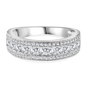 LUSTRO STELLA - Weißer Zirkonia Ring 925 Silber rhodiniert (Größe 19.00)