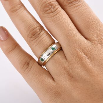 Gemfields AA Kagem Sambischer Smaragd Ring 925 Silber Rhodiniert und 750 Gelbgold Vermeil (Gr&ouml;&szlig;e 17.00) ca. 0.73 ct