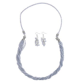 Grauer Kristall, Wei&szlig;er Kristall Schmuckset