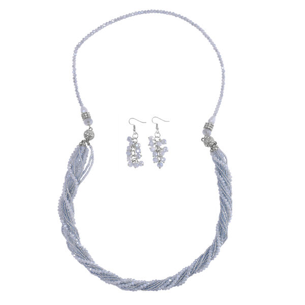 3er-Set hellgraues und wei&szlig;es Kristall Schmuckset