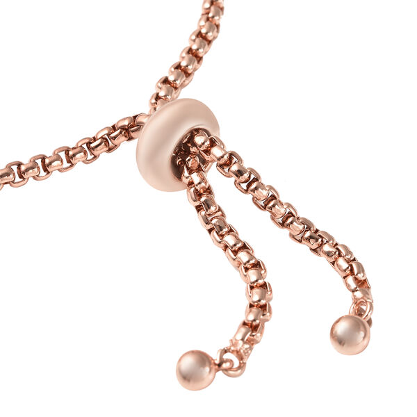 Flexibles wei&szlig;es Zirkonia Bolo-Armband, ca. 15-25 cm, ros&eacute;farben image number 4