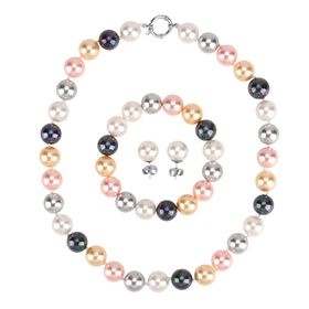 3er-Set mehrfarbiges Muschelkernperle Schmuckset