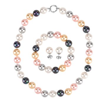3er-Set mehrfarbiges Muschelkernperle Schmuckset