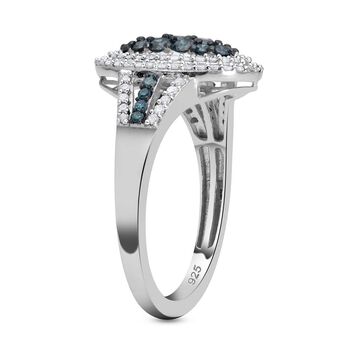 Blauer Diamant-Ring, 925 Silber platiniert  ca. 1,00 ct